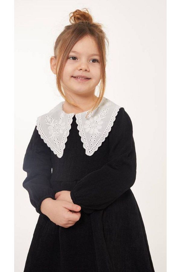 MİO-Girl's Bow Lace Neck Dress 1