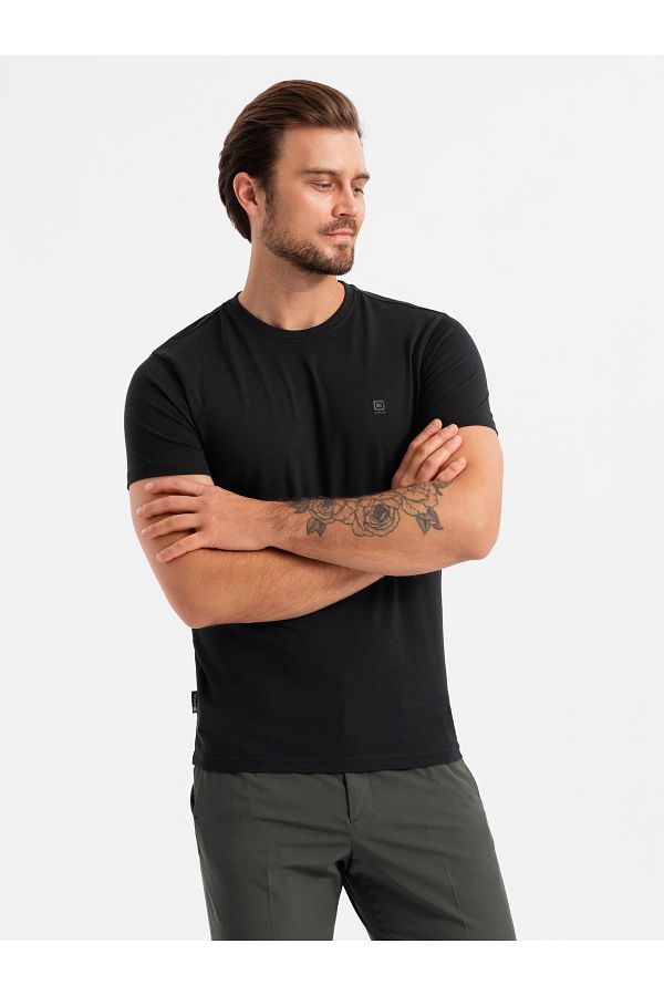 OMBRE-Herren SLIM FIT T-Shirt mit Rundhalsausschnitt und Logo - schwarz V3 OM-TSCT-0220 XXL 1