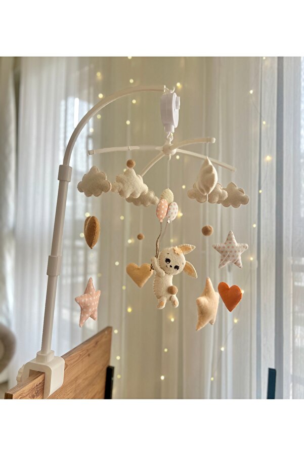 SefDen Lazer Kesim Atölyesi Müzik-Aparat dahil tavşan figürlü kız bebek beşik süsü müzikli dönence