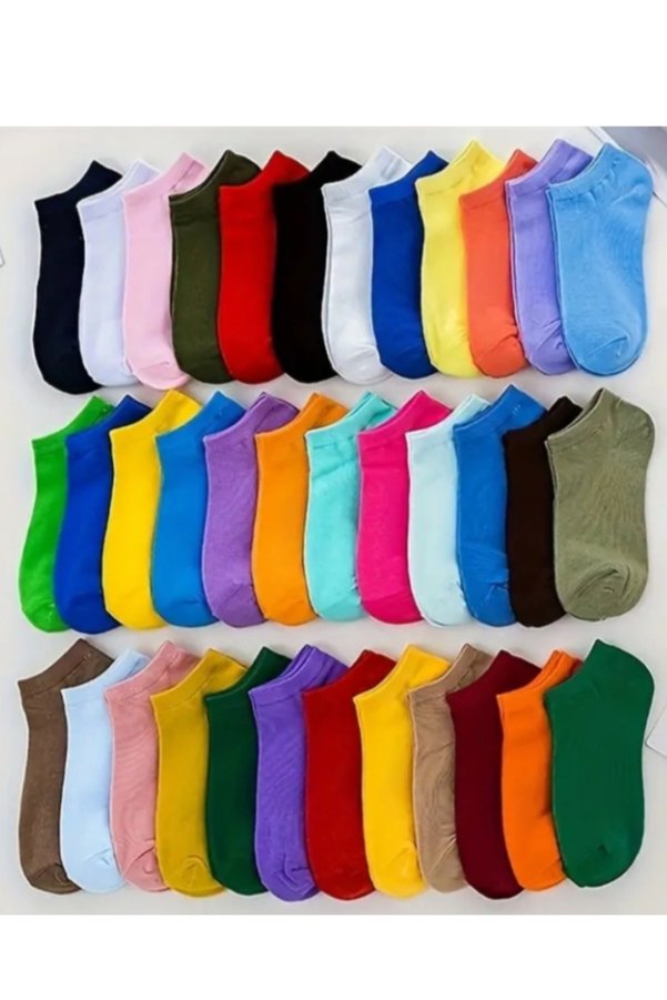 Generic Brands 8 Pairs Cotton Lycra Multicolored Women's Plain Booties Socks