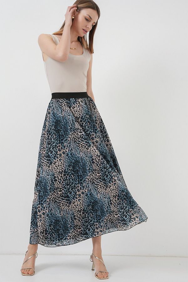 Bigdart-8032 Model Long Indigo Chiffon Skirt 1
