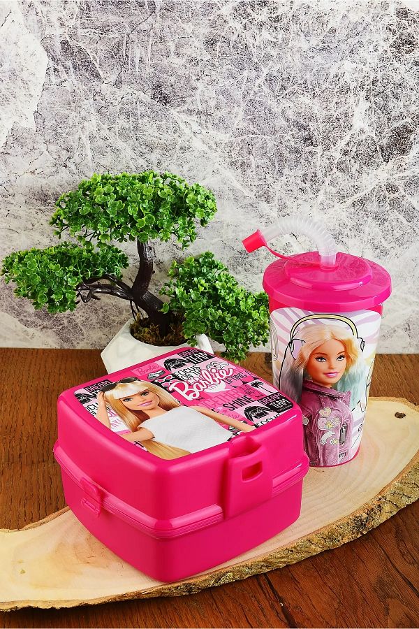 Cosines-Two-Layer Lunch Box & Glass with Lid and Straw 400 Ml. 1