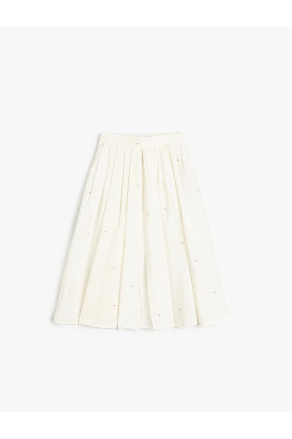 Koton-Pleated Viscose Fabric A-Line Basic Midi Skirt 1