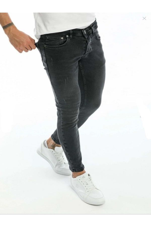 HACKER DENIM-Hacker Tom T902-720 Men's Denim Lycra Laser Cuffed Jeans - T902 - Anthracite 1