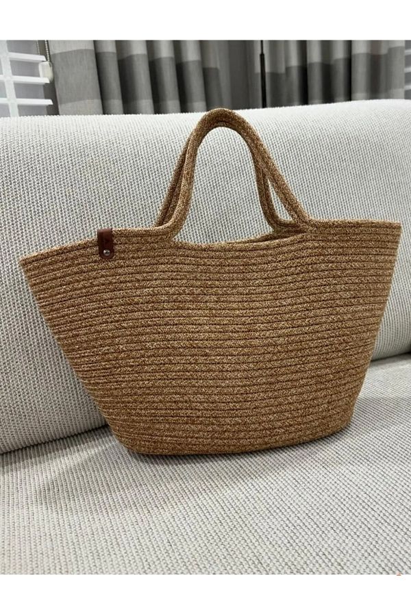 DENSITY-Straw Beach Bag Handmade Arm Bag with Three Strings Sewn 1