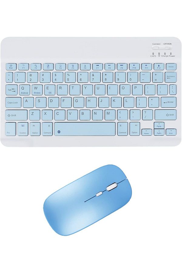 AWH-Wireless Bluetooth Keyboard & Mouse Combo, Ultra-Thin 2.4GHz Set  iOS, Android Windows (Blue) 1