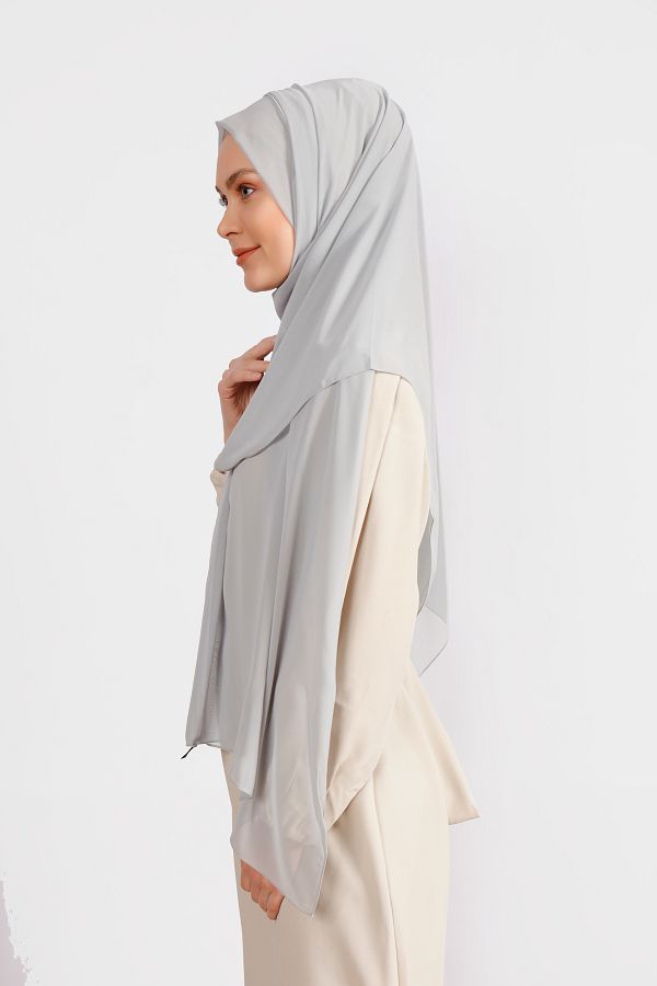 Differenza-Crepe Chiffon Shawl - Soft Gray 1