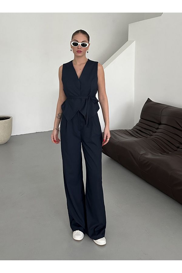 Laluvia-Σετ παντελόνι Navy Blue Miranda Vest - 8456 1