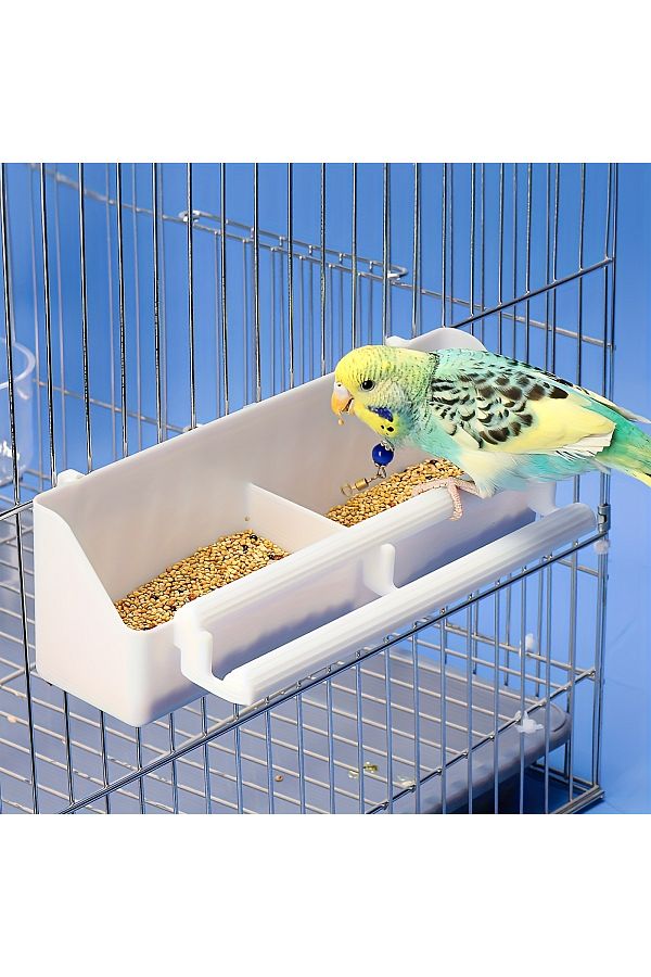 Choice-White 1pc Portable Double Grid Design Bird Feeder, Hanging Bird Food And Water Container For Bird Ca 1