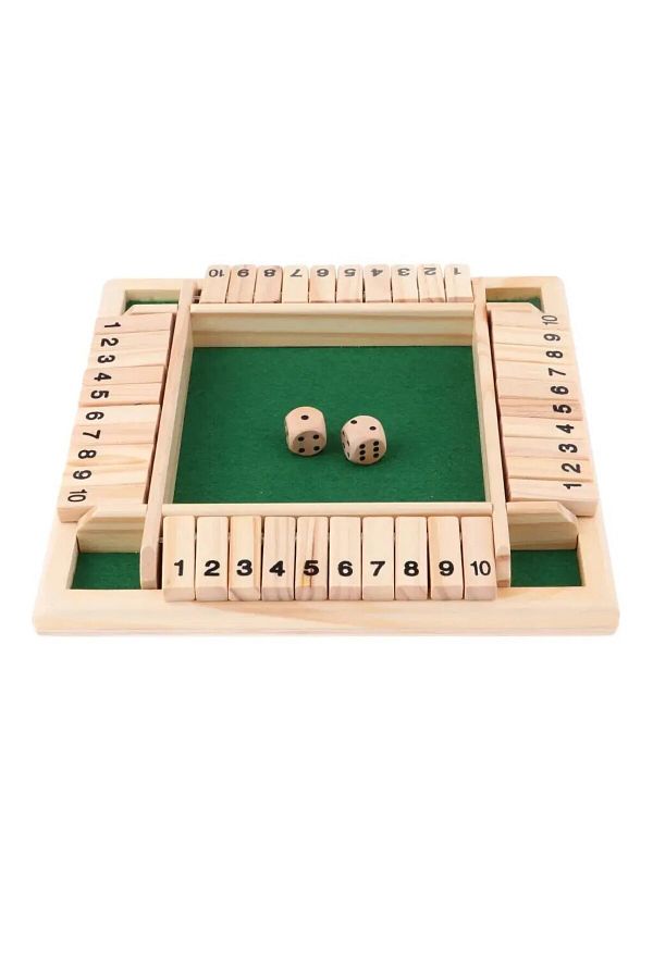 Tlewj-Nb200c1 Deluxe Four Sided 10 Numbers Shut The Box Board Game Set Dice Party Club Drinking Games For 1