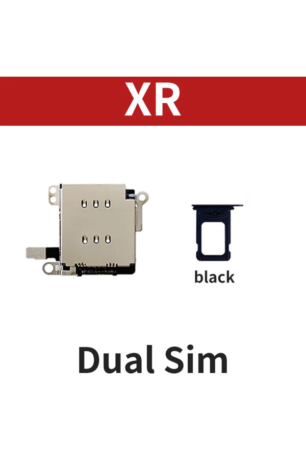Choice-Xr Black Dual Sim Card Reader Connector Flex Cable Card Tray Slot Holder Set For Iphone Xr 11 12 13 1