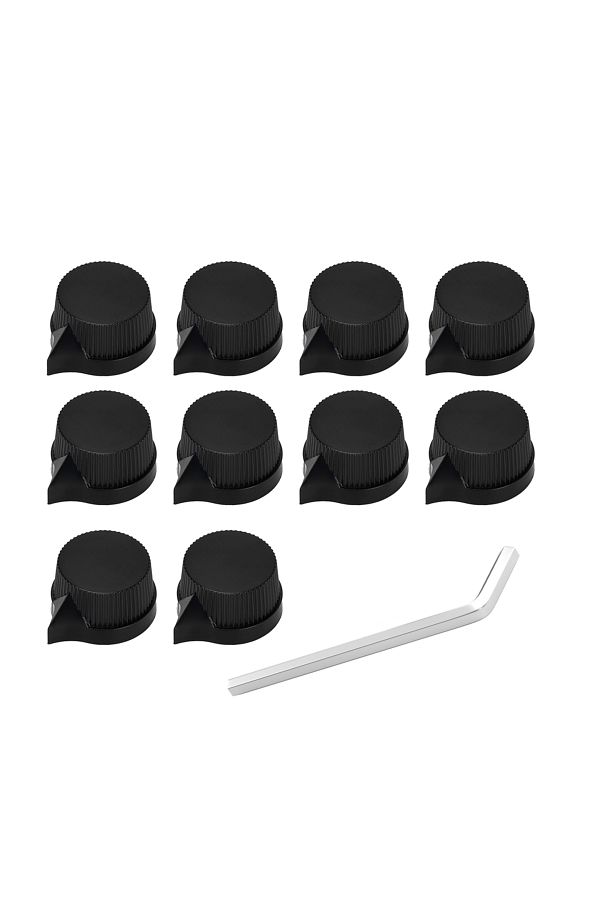 DAIERBUMP-Black Color 10pcs Davies 1400 Potentiometer Volume Control Knob Knurled Pointer Guitar Kno 1