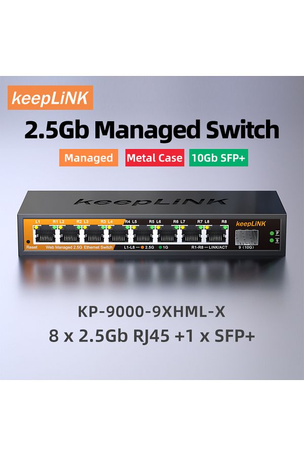 Choice-Switch With Eu Plug Keeplink 9-port Multi-gigabit Managed Ethernet Switch With 8-2.5gb Ports And 1-1 1