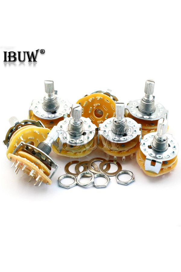 IBUW-2p6t 2pcs Rs25 Band Switch 2p4t 2p5t 2p6t 3p3t 3p4t Mount Rotary Switch Selector Band Pole Positio 1
