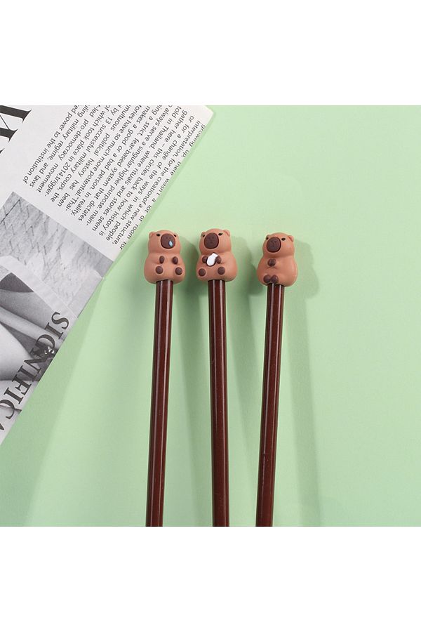 Choice-10PCS Cute Capybara Pencil Cap Silicone Pen Topper Covers For Kids Cute Pencil Extender Stationer... 1