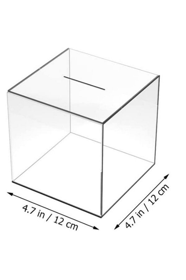 Choice-1pc 12cm Transparent Acrylic Piggy Bank Not Advisable Square Large Capacity Money Saving Box Non-rem 1