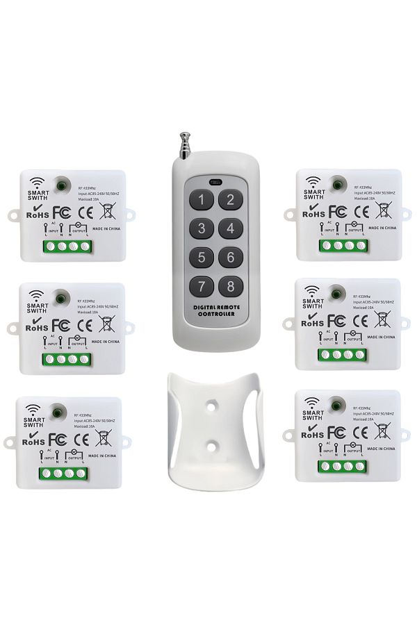 kebidu-6rc 1b مفتاح إضاءة ذكي لاسلكي صغير مع جهاز تحكم عن بعد بمسافة 1000 متر ومستقبل مرحل RF بتردد 433 ميجا هرتز 1