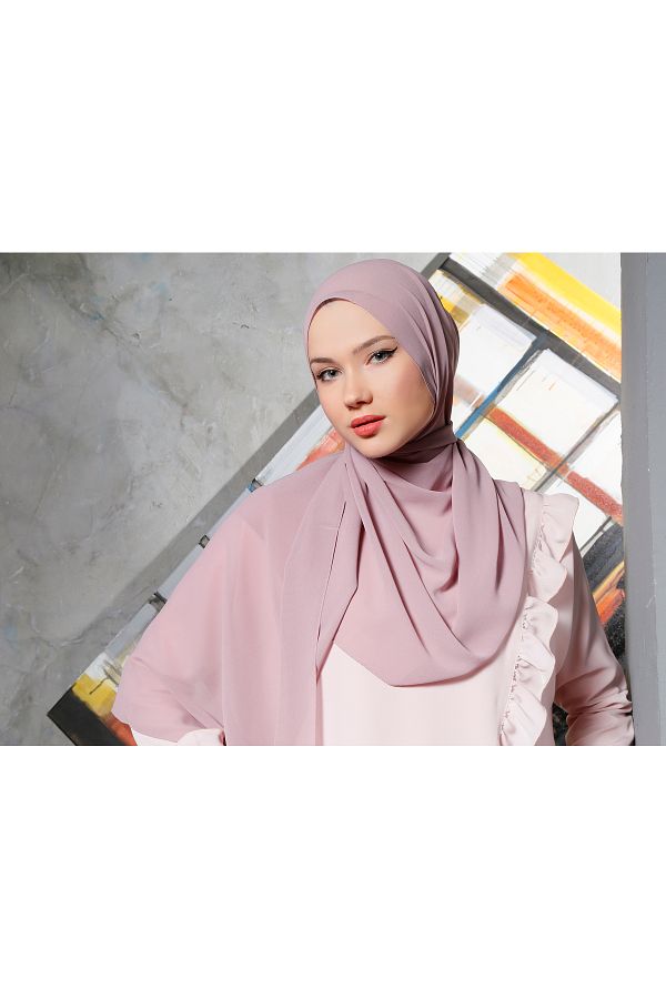 Differenza-Crepe Chiffon Shawl - Dark Powder 1