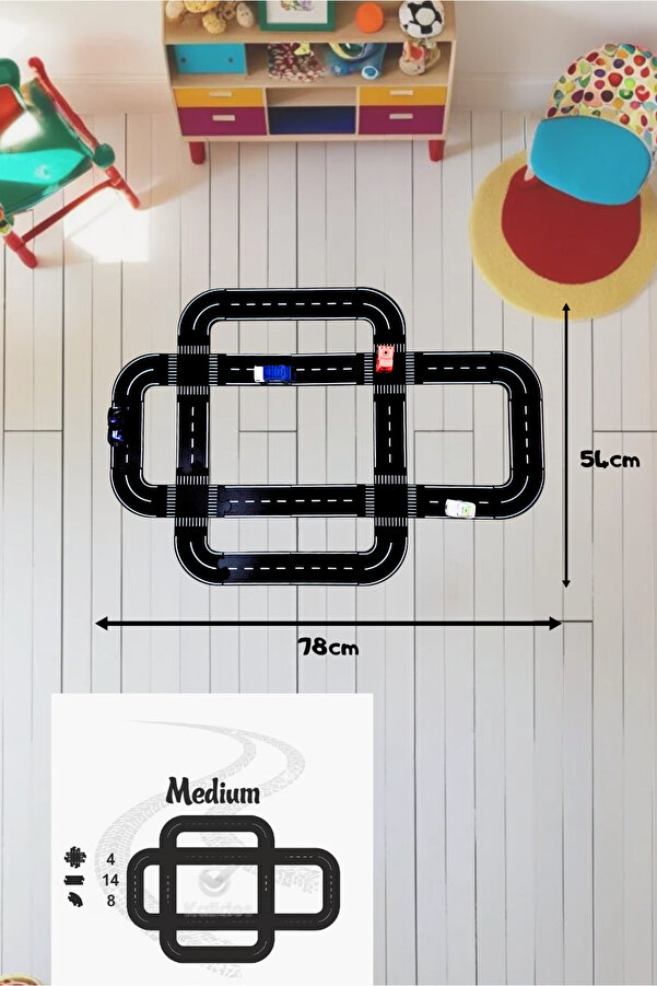 kalides Oyuncak Araba, Araç Parkuru (MEDIUM) -eğitici Ve Eğlenceli Yol Yapım Ahşap Oyuncak - Otoban Puzzle