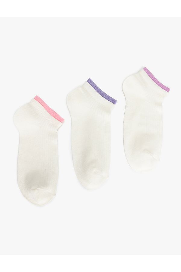 Koton-Set of 3 Stripe Detailed Multicolored Booties Socks 1
