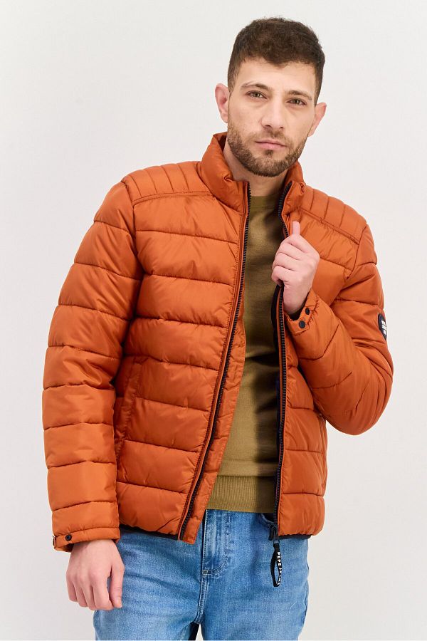 Pepe Jeans-Men Quilted Soft Shell Jacket, Rust 1