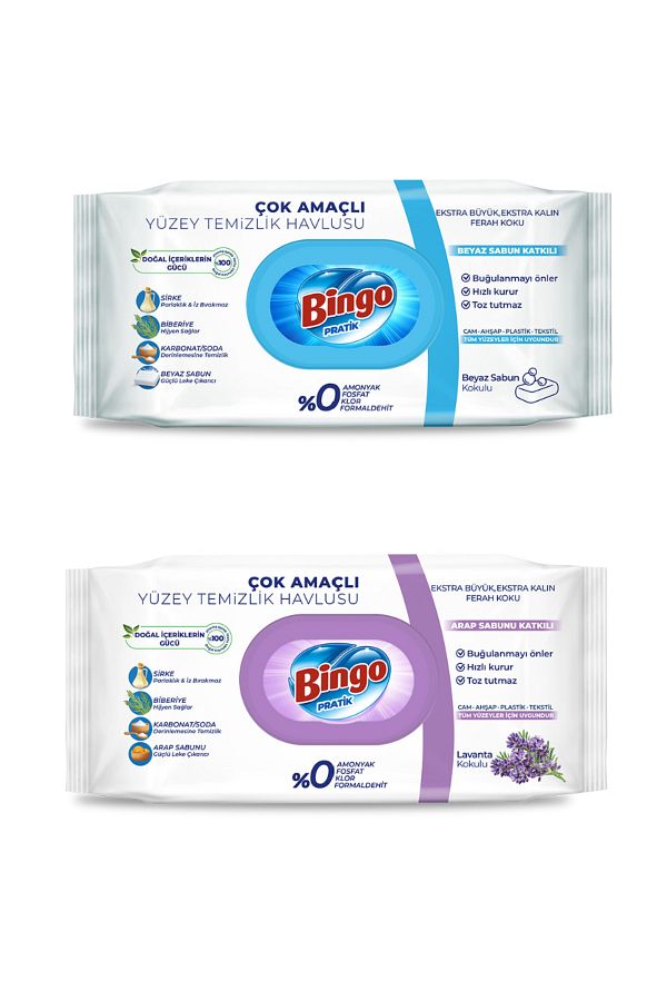 Bingo-Practical Surface Cleaning Towel White Soap and Lavender Set of 2 - 192 Sheets 1