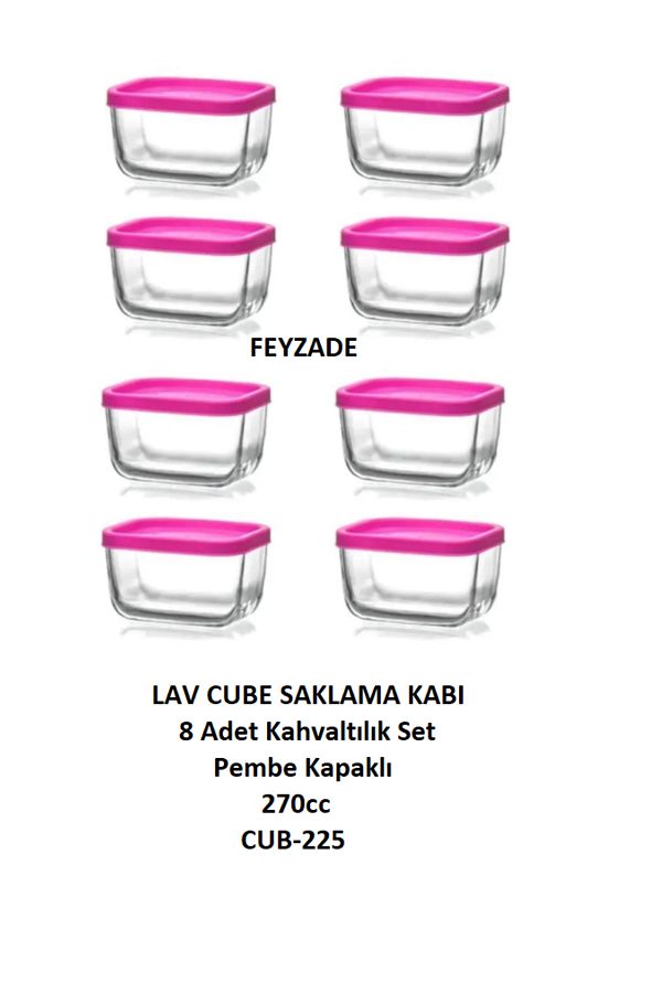 LAV-Feyzade Cube Breakfast Storage Container Set 8 Pcs 270Cc (Cub-225) 1