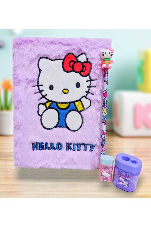 izmir yazici servis-Hello Kitty Plush Fancy Memory Daily Memory Notebook with Headed Pencil Eraser Pencil Sharpener Gift 1