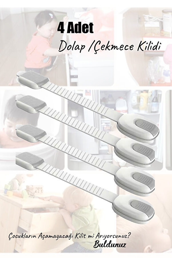 AGUBUGU BABY - Çok Amaçlı Ayarlanabilir Çekmece Ve Dolap Kilidi - 4 Adet