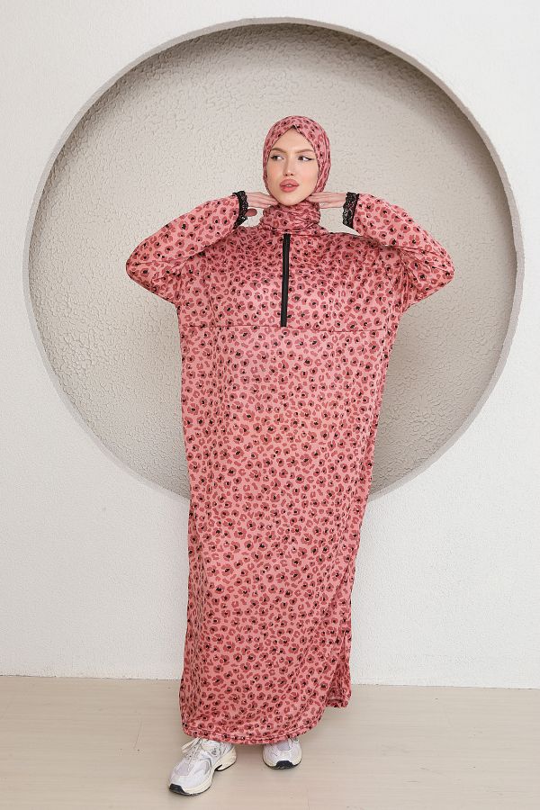 Kutay Collection-Half Zipper Wrap Hijab Women's Prayer Dress 1