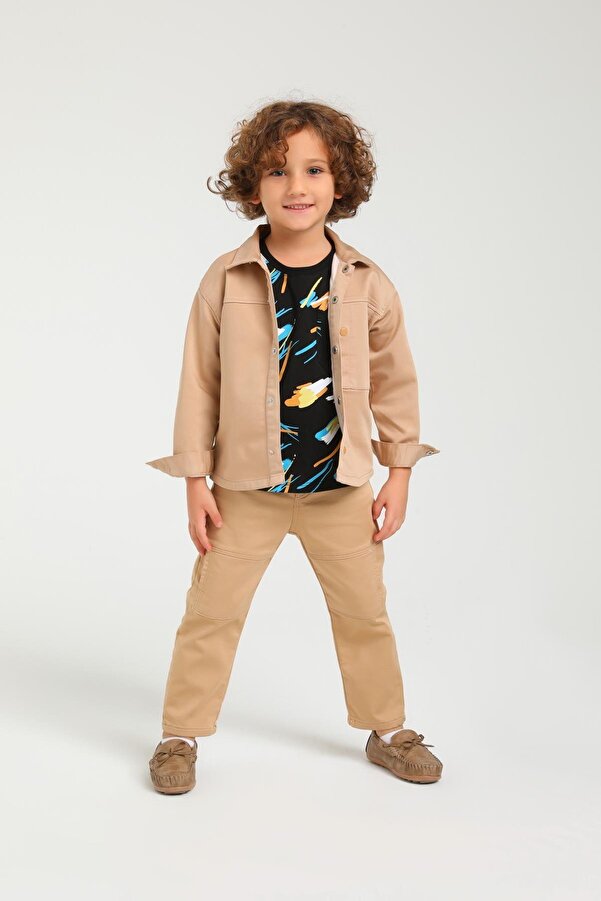 Escabel Düğmeli Erkek Gömlek - Camel