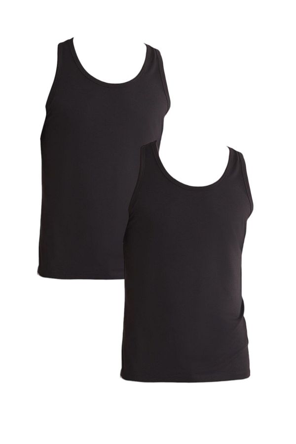 Kom-Men's Black Micro Modal 2-Piece Tank Top Set - Kq.Ofrdo.1K.M1.K5 1