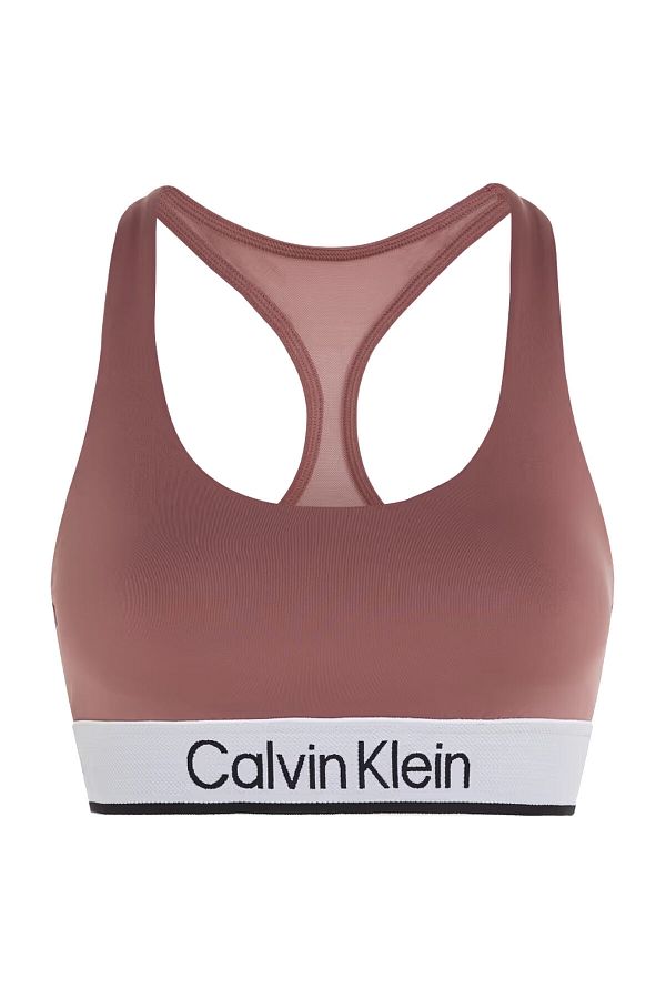 Calvin Klein-Biustonosz sportowy z logo marki dla kobiet - wygodny i sportowy w użyciu z gumką - różowy 1