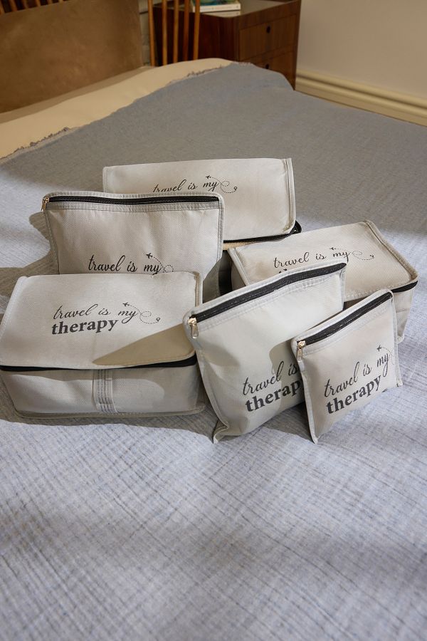 Trendyol Collection-Set of 6 Suitcase Organizers with Slogan Print and Zipper Detail Tphss25Bid00003 1