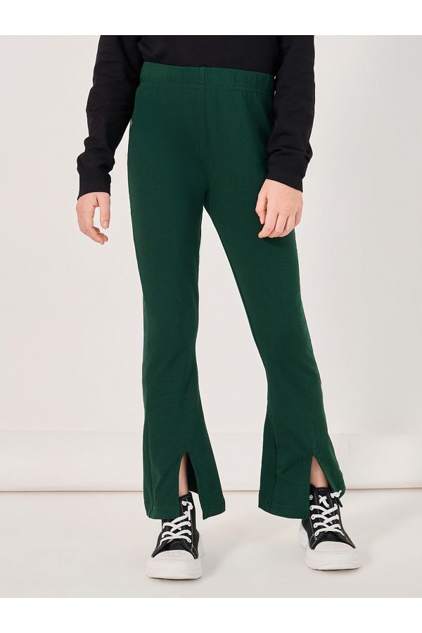 Styli-Front Split Detail Solid Leggings 1