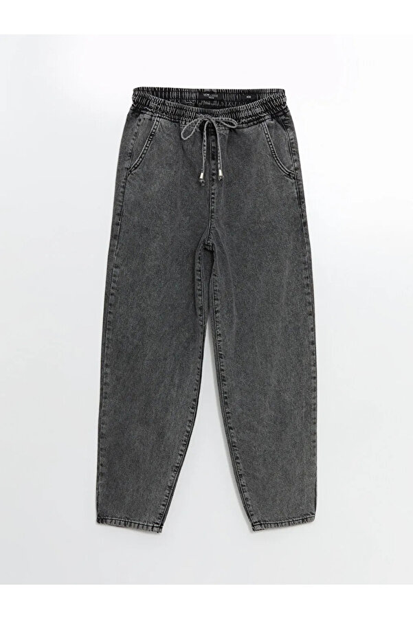 LC Waikiki Lcw Jeans Black Elastic Waist Mom Fit Women's Jean