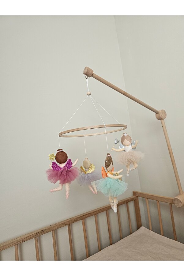 hobiimobiii Dönence (MÜZİKLİ) bebek beşik süsü keçe dönence peri kız