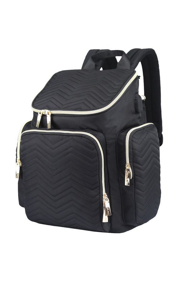 Little Story-Georgia Diaper Bag wt Changing Pad & Stroller Hooks - Black 1