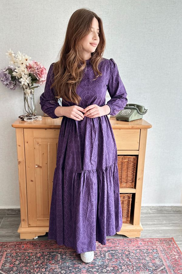 TabaBoutique-Purple Belted Dress - Tb121 1