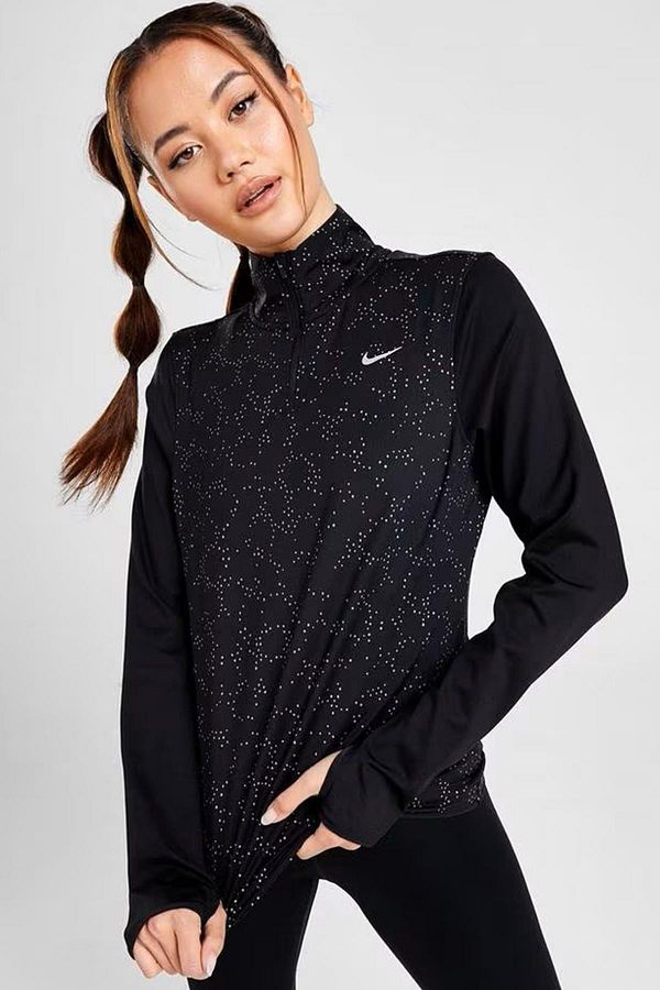 Nike-Hanorac reflectorizant pentru femei Dri Fit Swift Element 1/4 Zip Running pentru femei, negru 1