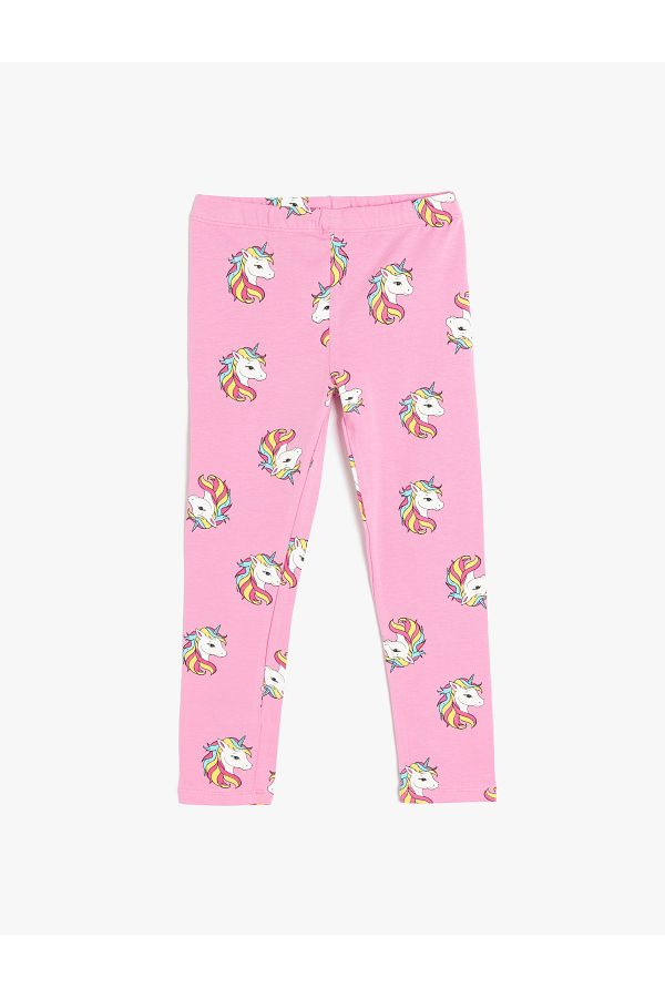Koton-Cotton Elastic Waist Unicorn Patterned Leggings 1