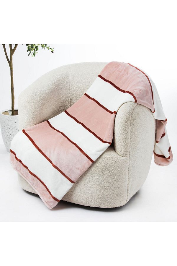 Orange Bed & Bath-بطانية سوبر سوفت جارد ستريب 152 × 178 سم 1