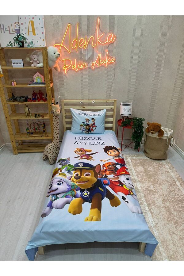 adenkahome İsme Özel, Paw Patrol Desen Tek Kişilik Nevresim Seti