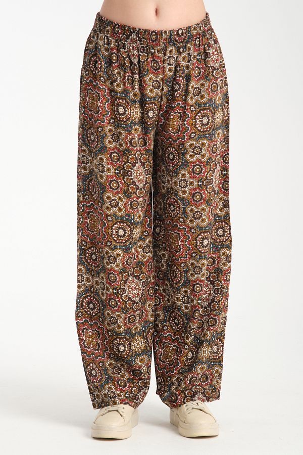 Rodi-Women's Patterned Draped Viscose Trousers 1062 1