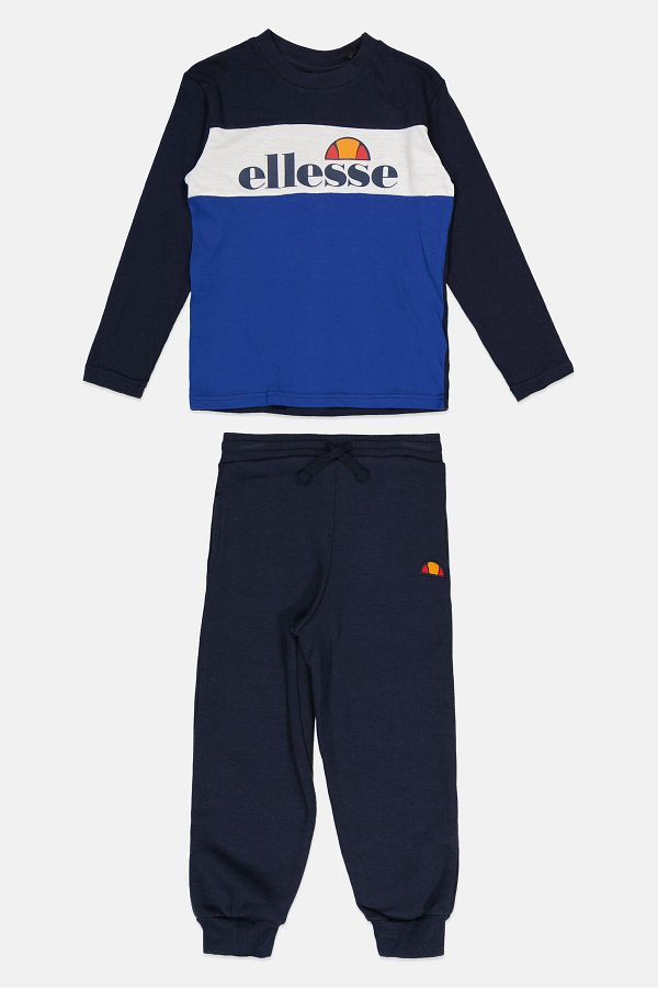 Ellesse-طقم ملابس رياضية للأولاد مكون من 3 قطع، سويت شيرت وبنطال، أزرق داكن 1
