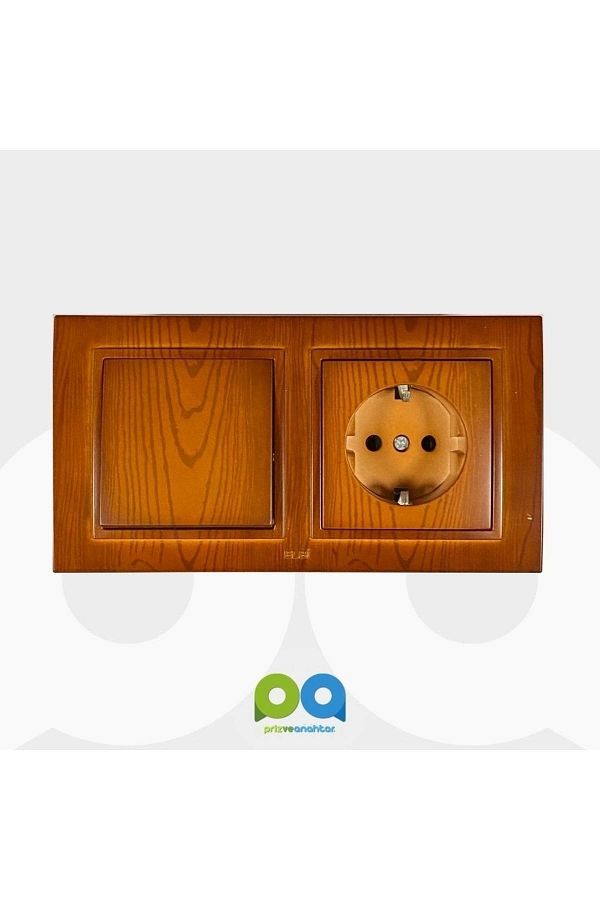 Mikasso-طقم مقبس مؤرض بمفتاح زينة مزدوج بإطار خشبي كرزي جديد 1