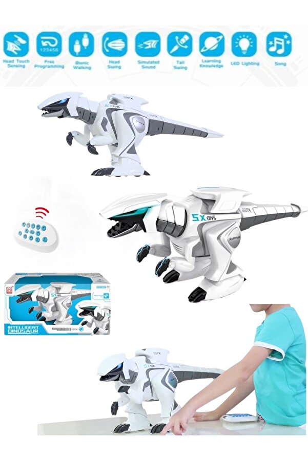 BYCEGU 94524 UZAKTAN KUMANDALI ŞARJLI FULL FONKSİYONLU ETKİLEŞİMLİ IŞIKLI VE MÜZİKLİ OYUNCAK DİNAZOR ROBOT