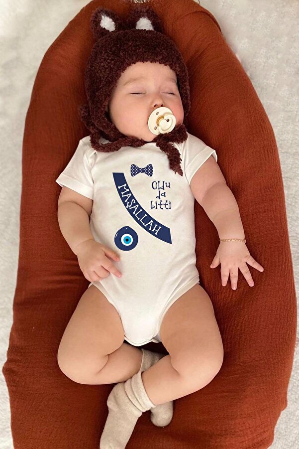 bebeqon Erkek Bebek Sünnet Için Maşallah Yazılı Zıbın