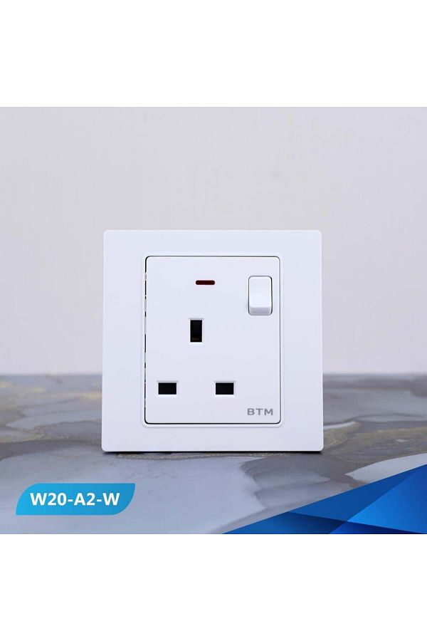 Btm-13 amp socket with switch and white bulb -3 pieces 1