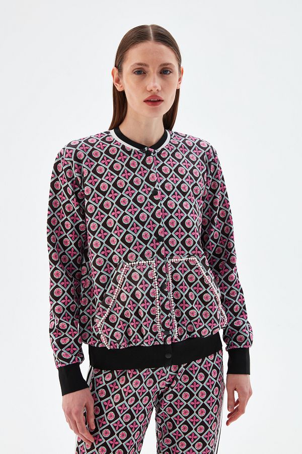 adL-Sandy Patterned Jacket - Pearl Detailed 1
